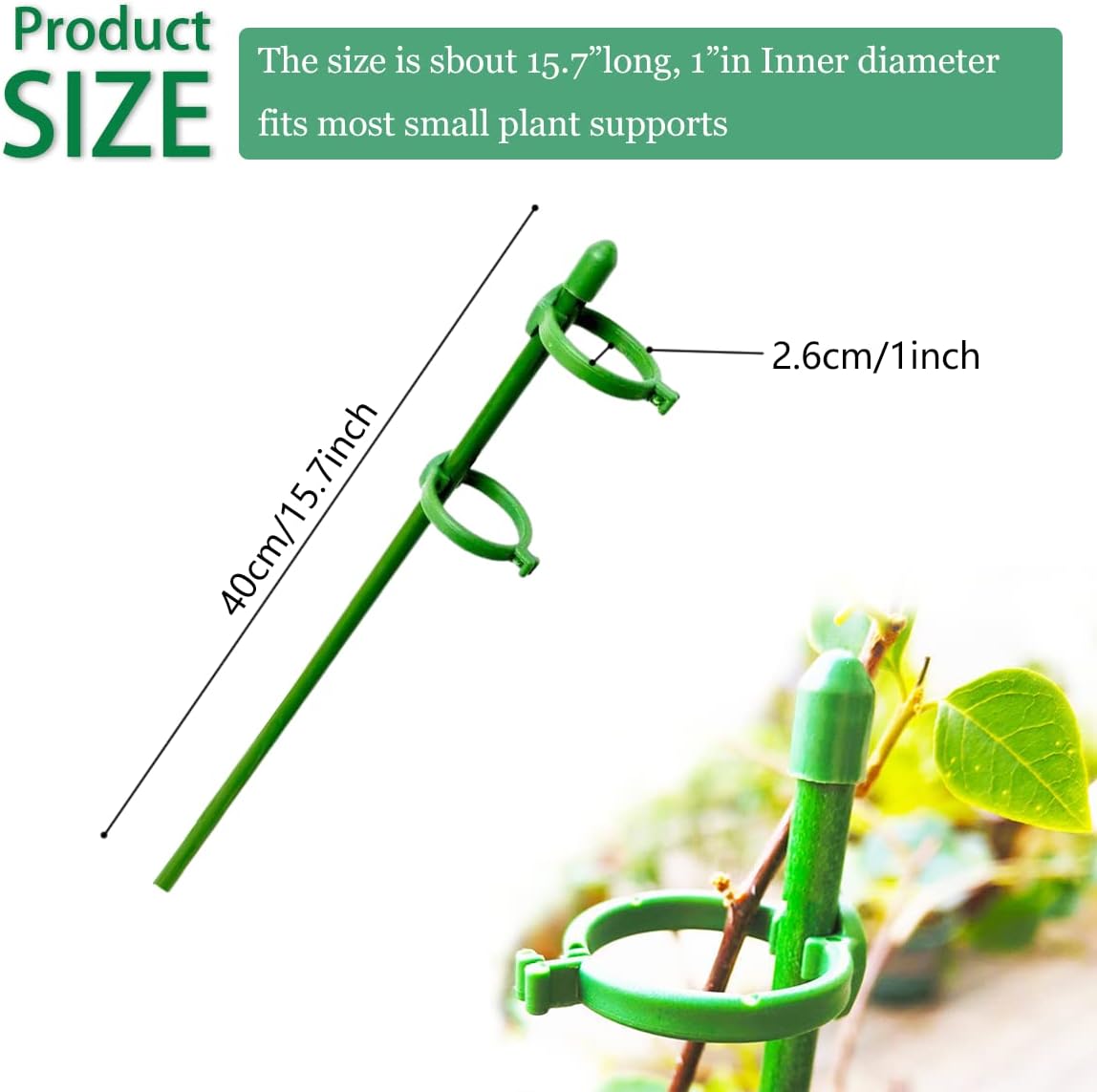 Belit 8 Pack Small Plant Support Plant Stakes, Adjustable Garden Single Stem Support Stake, Planter