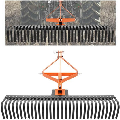 KUAFU 60 in Landscape Rake, 3 Point Rake Compatible with Category-1 Tractor, 360 Degree Rotation
