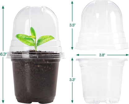 30 Packs 4 Inch Reinforced Clear Nursery Pots with Humidity Dome, Transparent Variety Pack Plastic