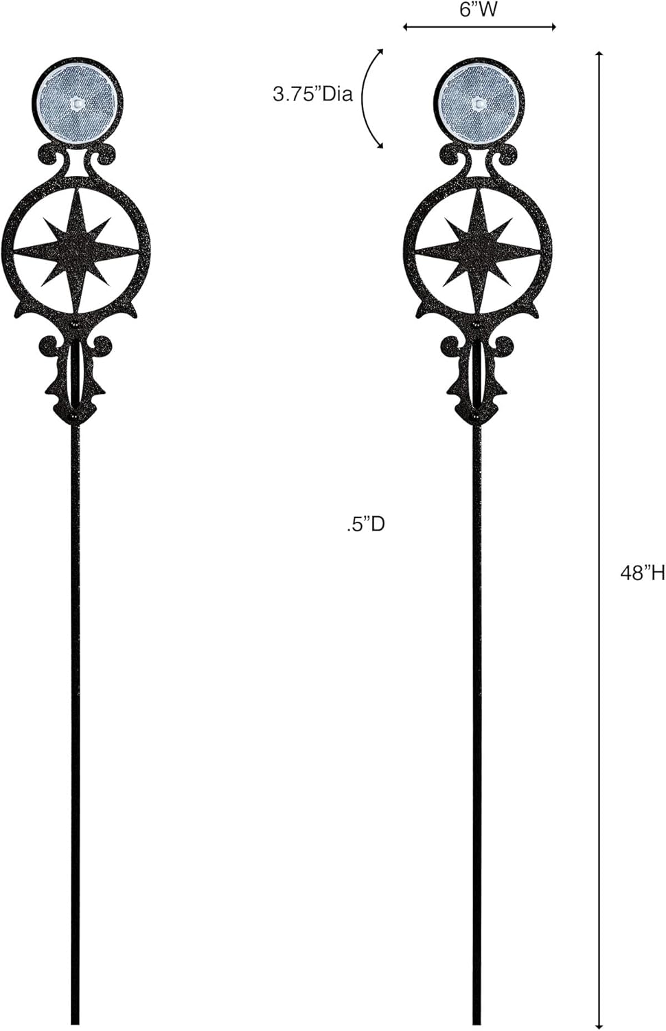 Touch of Class Pathways Reflective Driveway Marker Stake Set of Two for Outdoor Use | Compass Star