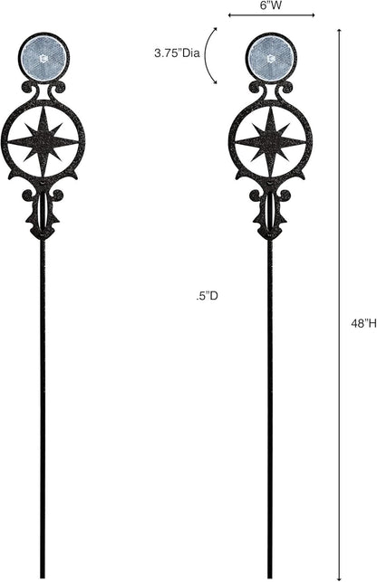 Touch of Class Pathways Reflective Driveway Marker Stake Set of Two for Outdoor Use | Compass Star
