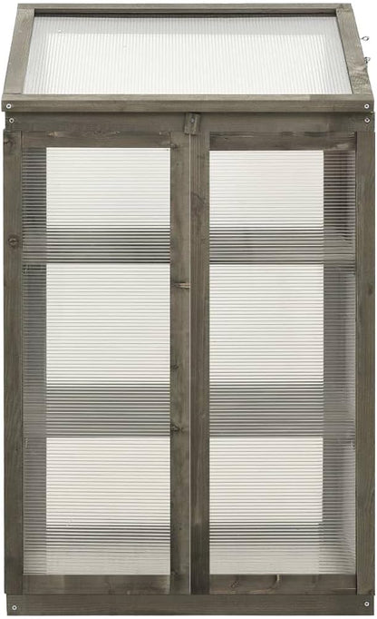 Wooden Garden Greenhouse，Wood Raised Plants Bed Raised Flower Planter Box, Garden Wood Cold Frame