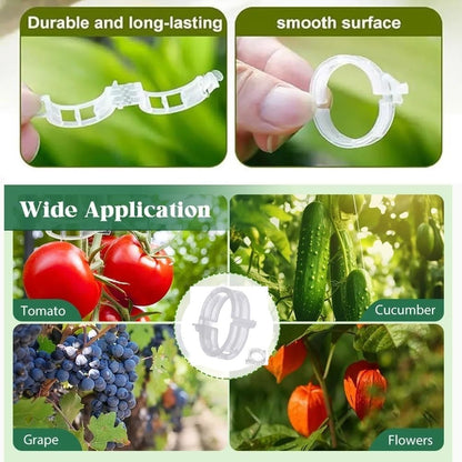 50PCS Plant Support Clips Reusable Tomato Clips Plastic Trellis Clips Garden Clips Secured Plastic