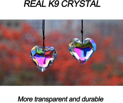2PCS Simple Geometry Crystal Sun Catcher Prisms, STINO Hanging Suncatchers with Glass Prism