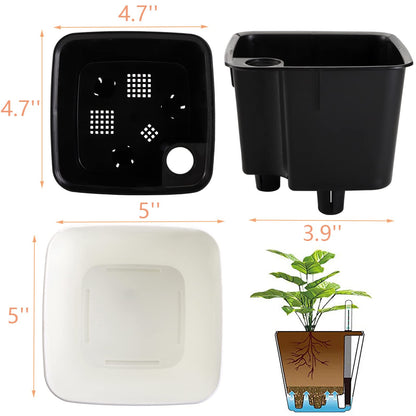 yarlung 6 Pack Self Watering Planter with Water Level Indicator, 5 Inch Plastic Plant Flower Pots