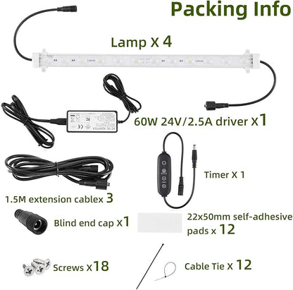 Litever Grow LED Light Strip Kits for Plants, 45W, Full Spectrum White Grow Lights, Easy