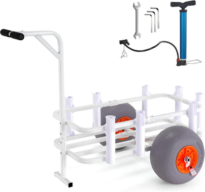 VEVOR Beach Fishing Cart, 300 lbs Load Capacity, Fish and Marine Cart with Two 13" Big Wheels PU