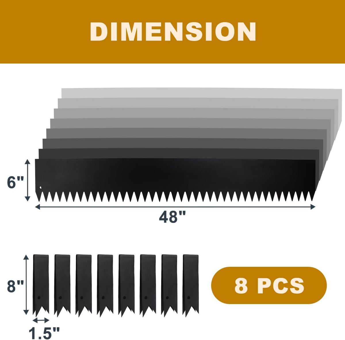 8 Pcs - 48'' L x 6'' H Steel Landscape Edging Edging for Landscaping Garden Edging Metal Landscape