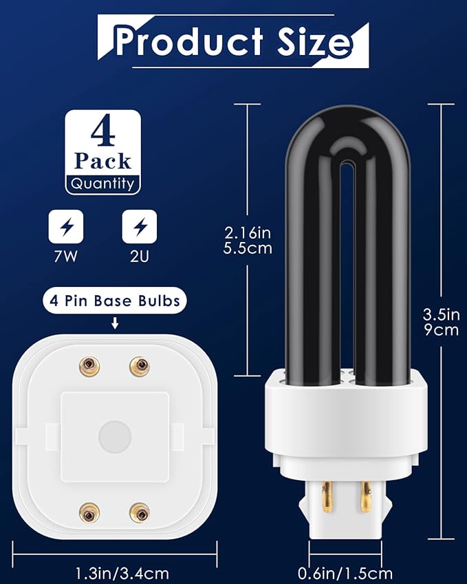 PACETAP 4 Pack 41050 7W Replacement Bulbs for Dynatrap DT1050 DT1100 DT1250, 1/2 Acre Replacement