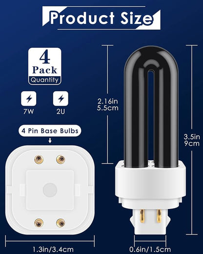 PACETAP 4 Pack 41050 7W Replacement Bulbs for Dynatrap DT1050 DT1100 DT1250, 1/2 Acre Replacement