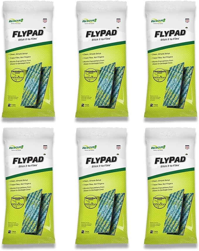 RESCUE! FlyPad – Sticky Fly Traps for Indoor & Outdoor Use - 6 Pack (12 Traps)
