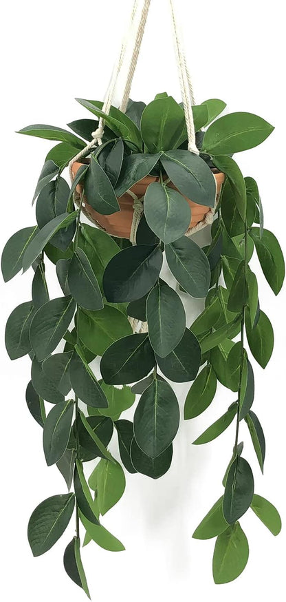 Hanging Plants Artificial Decor, Fake Hanging Plant in Clay Pot Artificial Hanging Plants with Fake