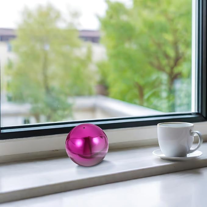 ibasenice Stainless Steel Mirror Reflective Gazing Ball 12 Inch Garden Decor - Purple Decorative