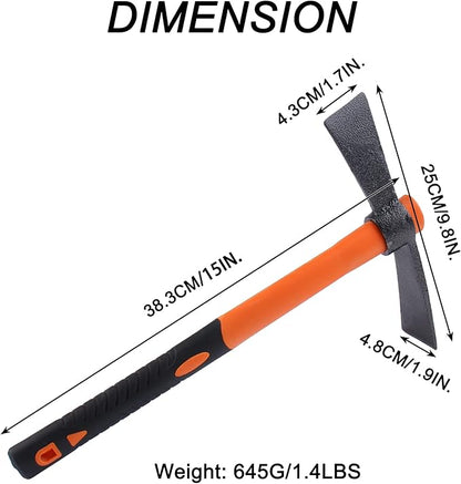 Dual Head Axe Hoe with Heavy Duty Forged Adze and Ergonomic Non-Slip Handle for Gardening, Hunting