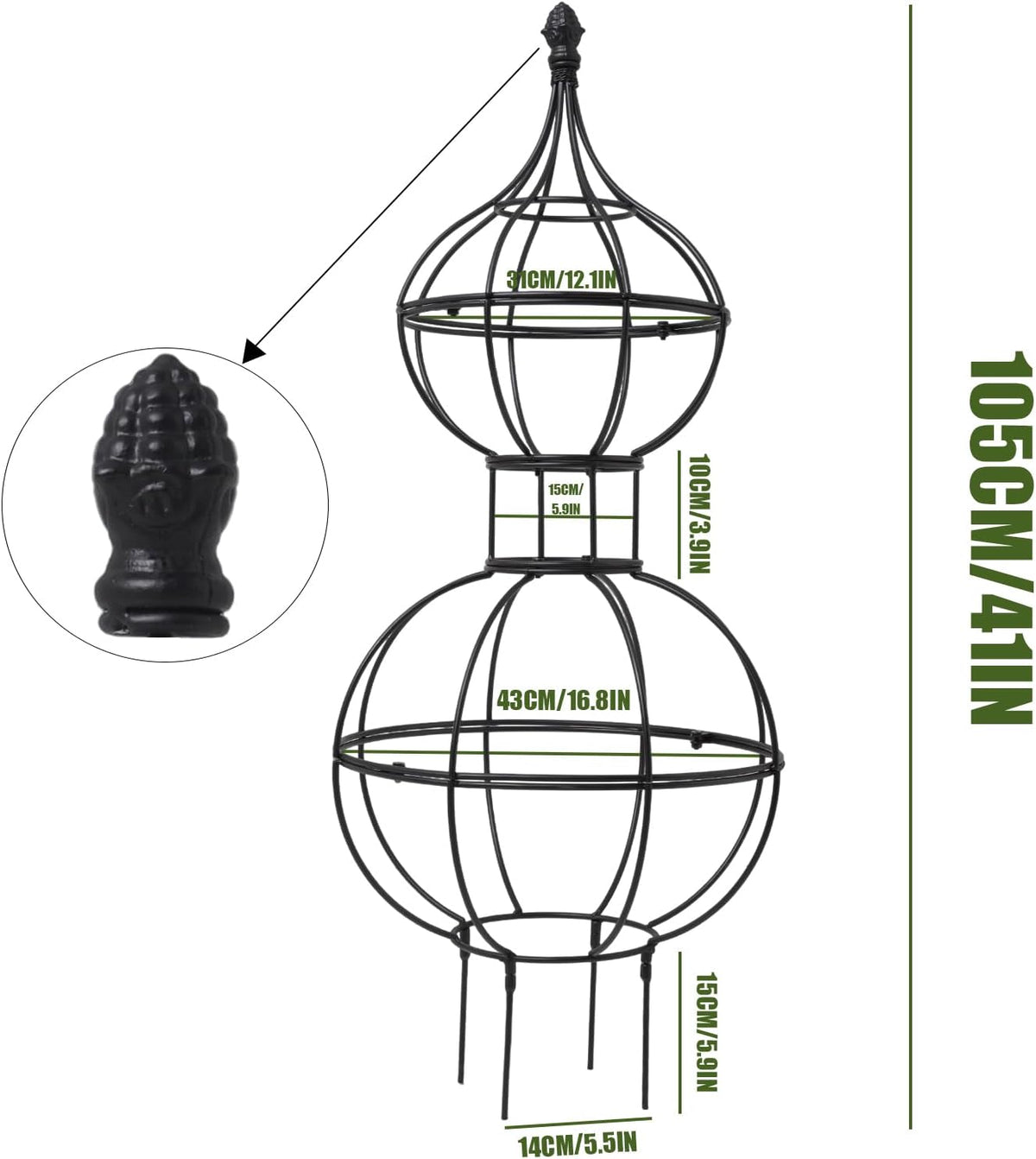 48.8"x17" Metal Obelisk Trellis for Climbing Plants | Unique Outdoor Support for Rose Bushes and