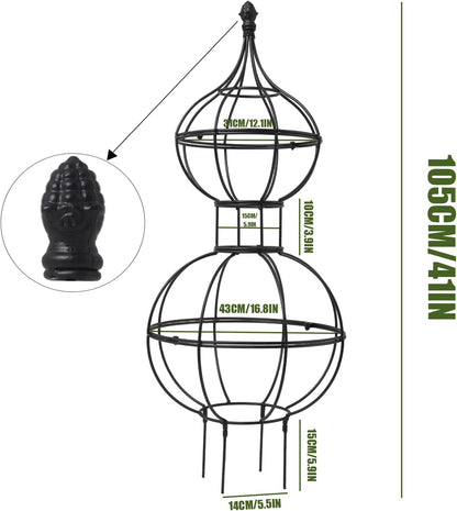 48.8"x17" Metal Obelisk Trellis for Climbing Plants | Unique Outdoor Support for Rose Bushes and