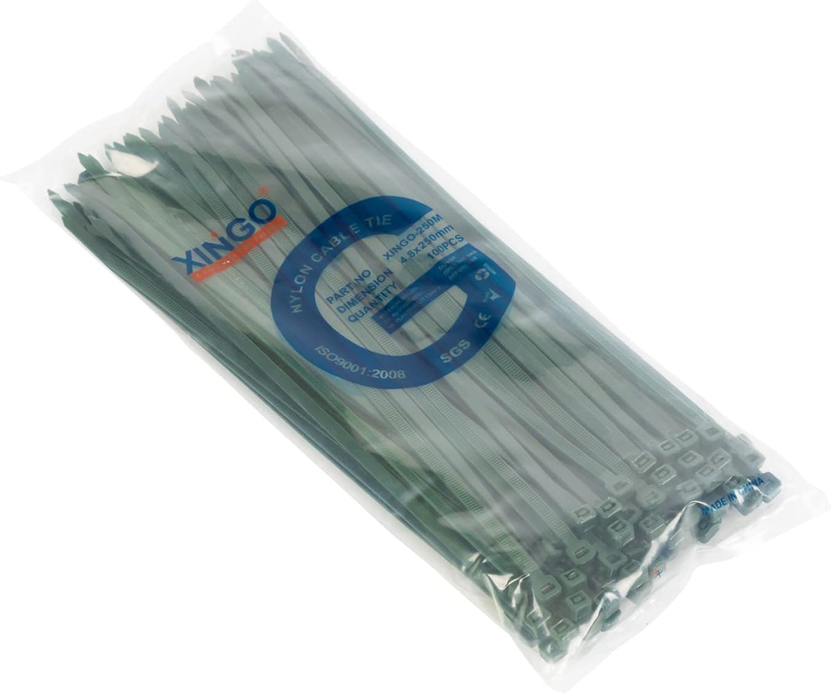 XINGO 100PCS Cable Zip Ties Heavy Duty, Premium Nylon Plastic Wire Ties with 50 Pounds Tensile