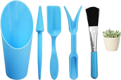 5Pcs Mini Succulent Tools Set, Plastic Garden Hand Tools Kit for Indoor Plant Care, Succulent