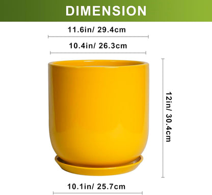 12 Inch Pots for Plants - Ceramic Planter for Outdoor Plants Large Plant Pot Indoor with Drainage