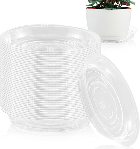 40 Pack 10 Inch Plant Saucer Clear Plant Saucers for Outdoors Plants Drip Trays, Large Pot Saucer