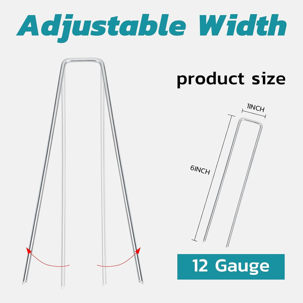 Landscape Staples 6 Inch 100 Pack, Galvanized Garden Staple Anti-Rus Landscaping Stakes Lawn Stakes