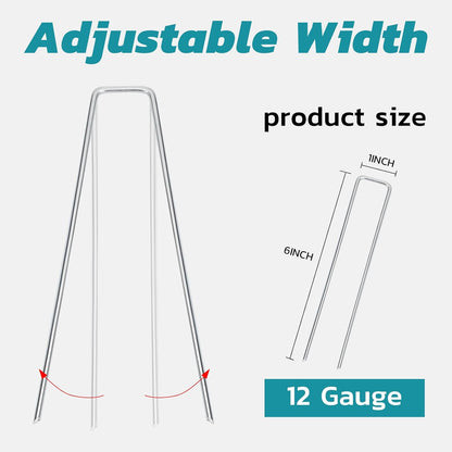 Landscape Staples 6 Inch 100 Pack, Galvanized Garden Staple Anti-Rus Landscaping Stakes Lawn Stakes