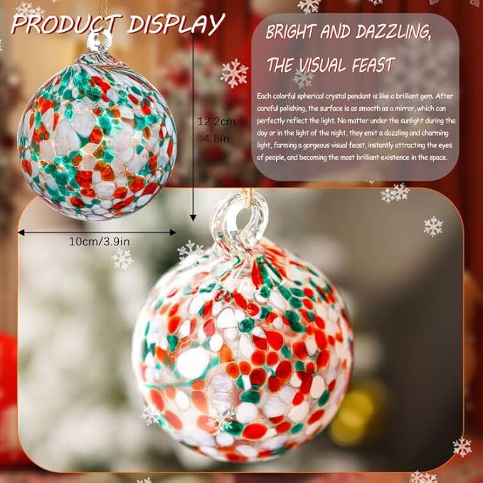 4" Blown Glass Gazing Ball Hanging Friendship Balls for Garden Patio Window Decoration Unique for