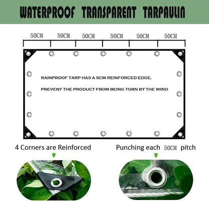 8' x 12' Clear Vinyl Tarp, PVC 14 Mil Tarpaulin, Clear Tarps with Grommets, Duty Heavy Tear