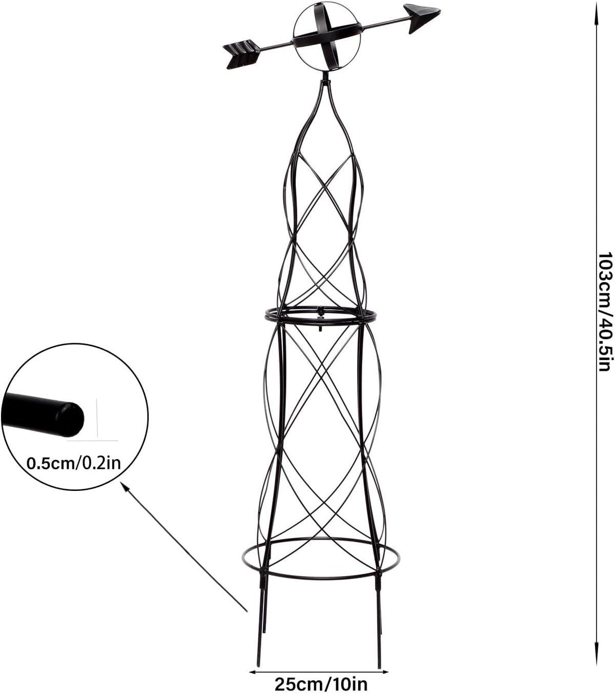 41-Inch Metal Obelisk Trellis – Elegant Garden Support for Climbing Plants, Perfect for Outdoor