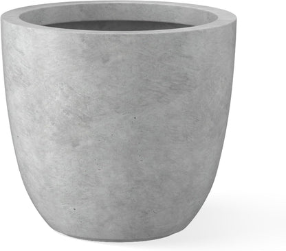 Kante 18 Inch Dia Round Concrete Planter, Indoor Outdoor Large Plant Pot with Drainage Hole and