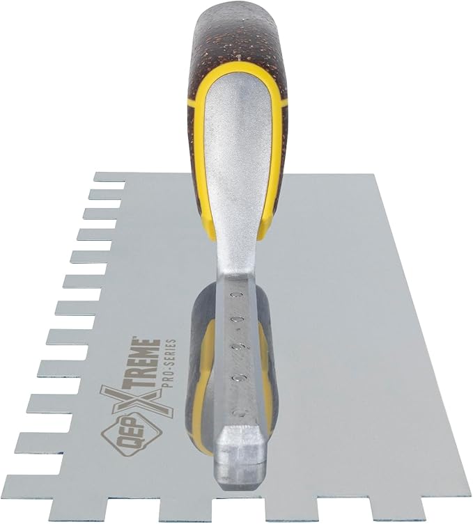 QEP Xtreme Cork Handle Stainless Steel Trowel Square Notch 1/2" x 1/2" x 1/2"