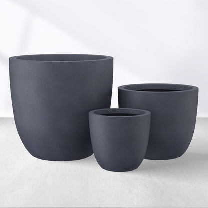 Kante 18",14",10" Dia Concrete Round Planters (Set of 3), Outdoor Indoor Large Planter Pots with