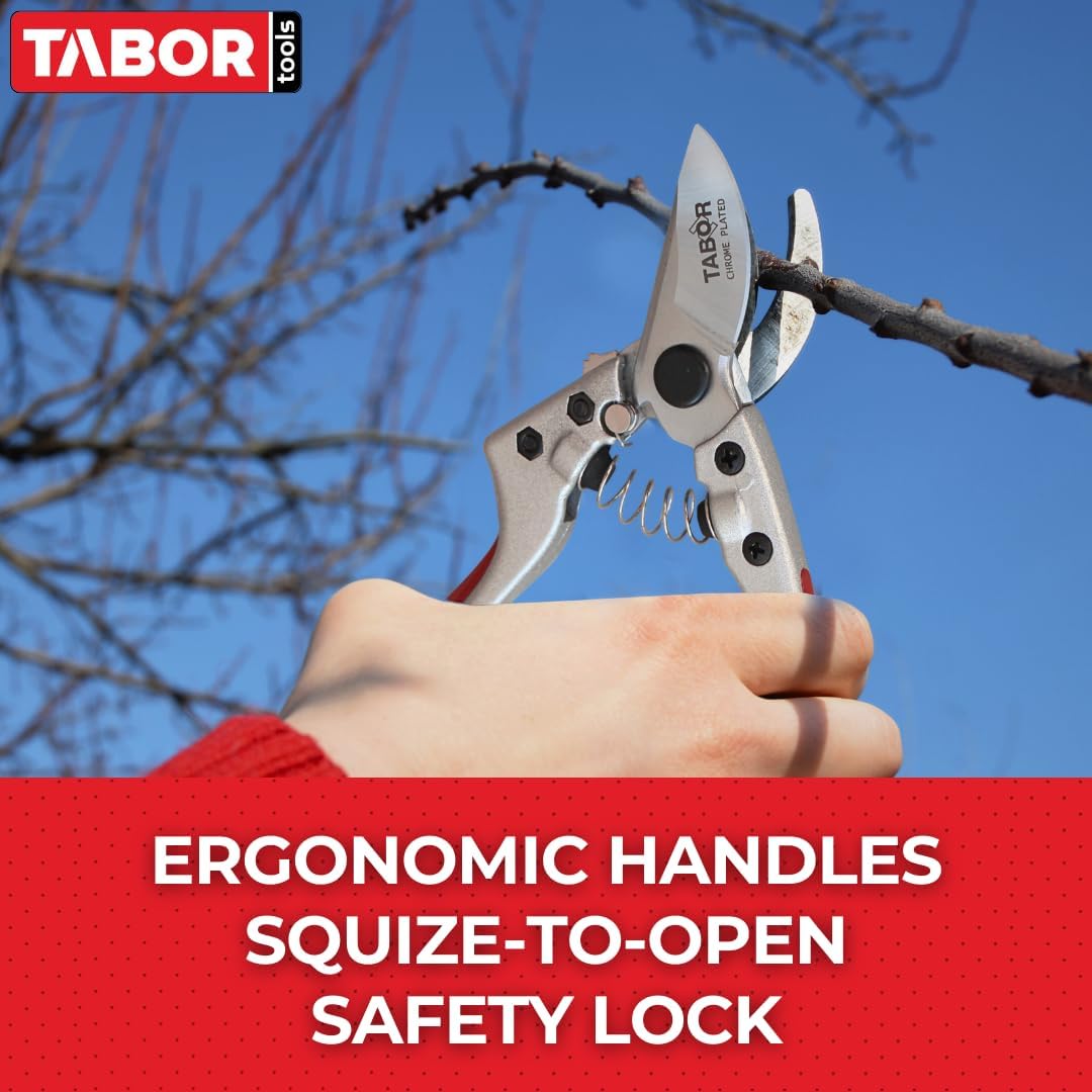 TABOR TOOLS S834A Bypass Pruning Shears, Makes Clean Cuts, Professional Sharp Secateurs, Great for