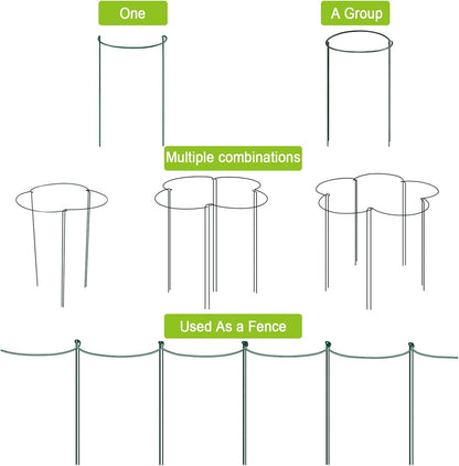 HiGift 16 Pack 24 Inch Plant Support Stakes, 10" Wide x 24" High Half Round Metal Garden Plant