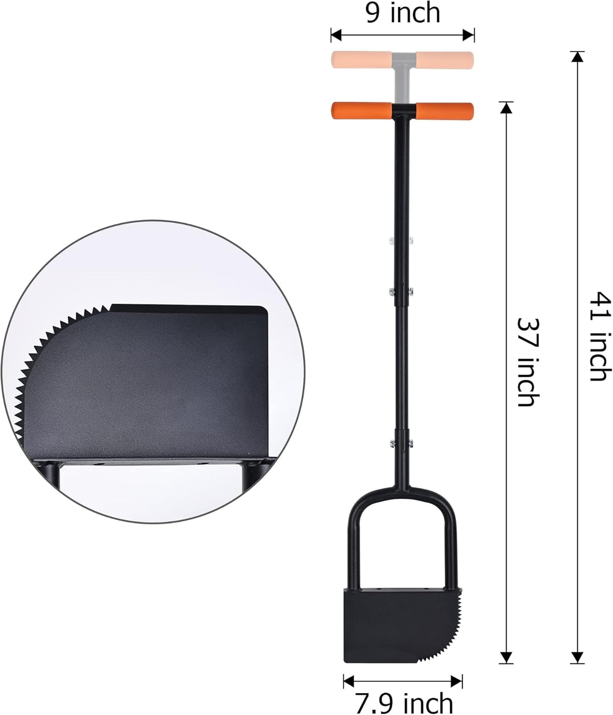 Height Adjustable Garden Edger Tool, Hand Steel Edger, Half Moon Lawn Edger, Saw-Tooth with Very