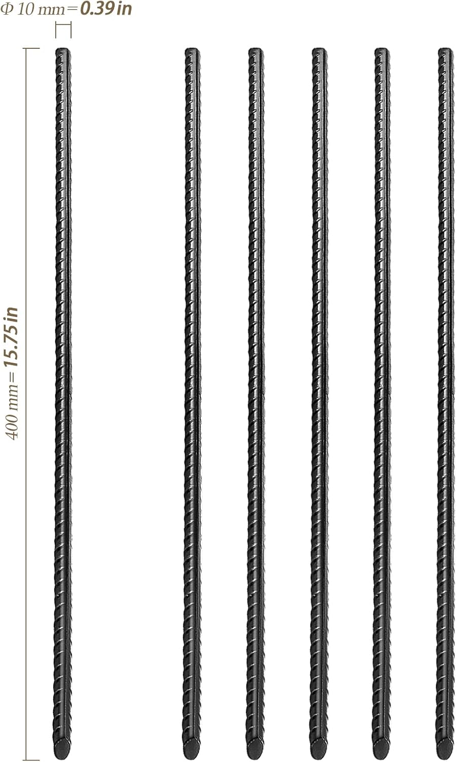 20 Pack 16 Inch Straight Rebar Stakes, 3/8" Thick Steel Heavy Duty Anchor Ground Rebar Stakes with