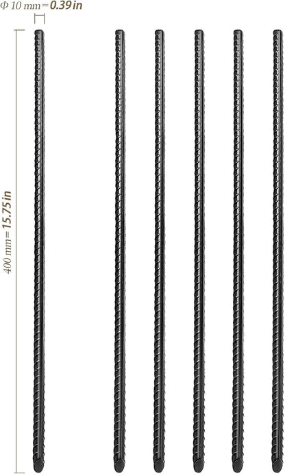 20 Pack 16 Inch Straight Rebar Stakes, 3/8" Thick Steel Heavy Duty Anchor Ground Rebar Stakes with