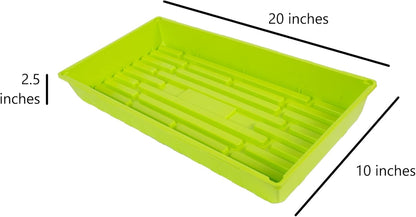 SUNPACK 10" x 20" Mega Plastic Seed Starting Tray, Lime Green, 2.5" (Pack of 10) - No Drainage
