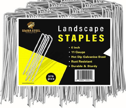 250 Pack x 6 Inch Landscape Staples Galvanised, Fabric Pins, 11 Gauge, Garden Staples, Tent Stakes
