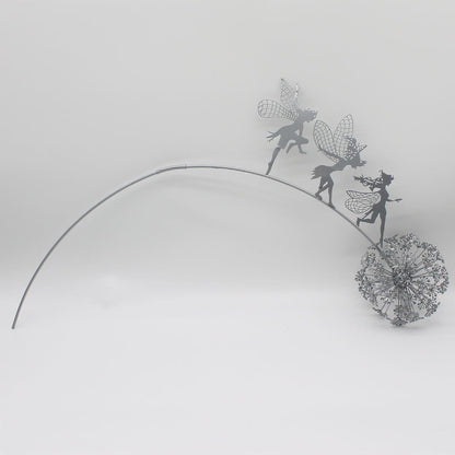 Flower Fairy Dancing with Dandelion Garden Art Sculpture Stainless Steel Statue Christmas Halloween