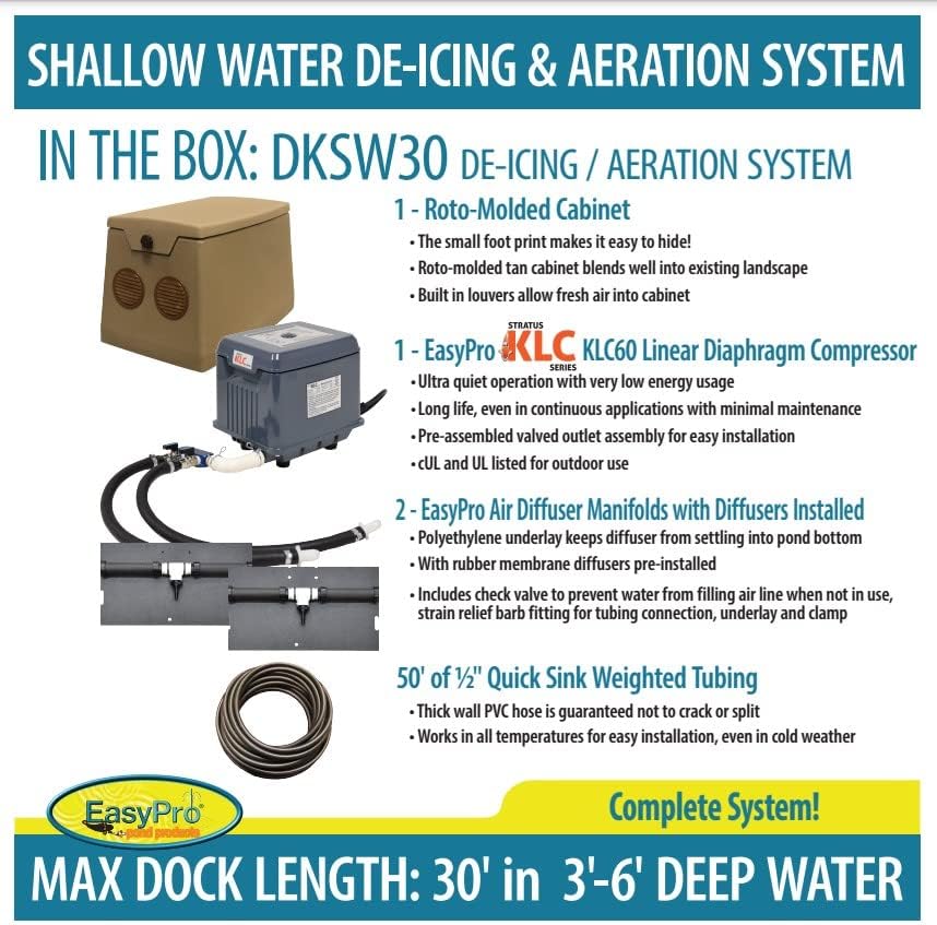 EasyPro DKSW30 Diffused Air De-Icing System for Shallow Water - up to 30' Dock