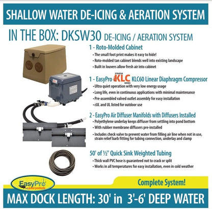 EasyPro DKSW30 Diffused Air De-Icing System for Shallow Water - up to 30' Dock