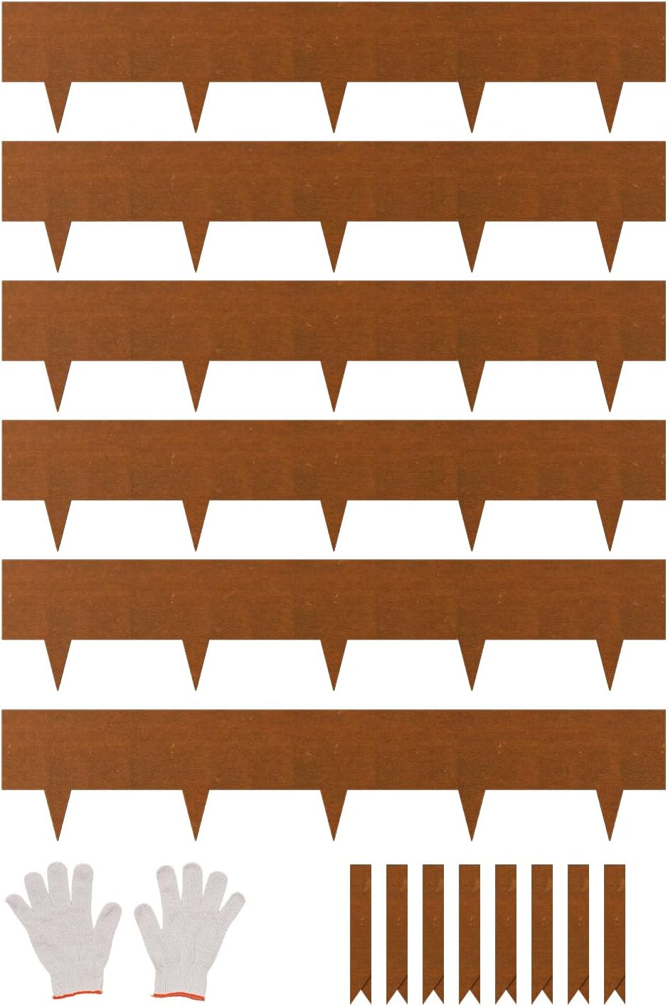 VEVOR Steel Landscape Edging, 6 Packs 40 x 8 in Weather-Resistant & Pre-Rust Metal Landscape