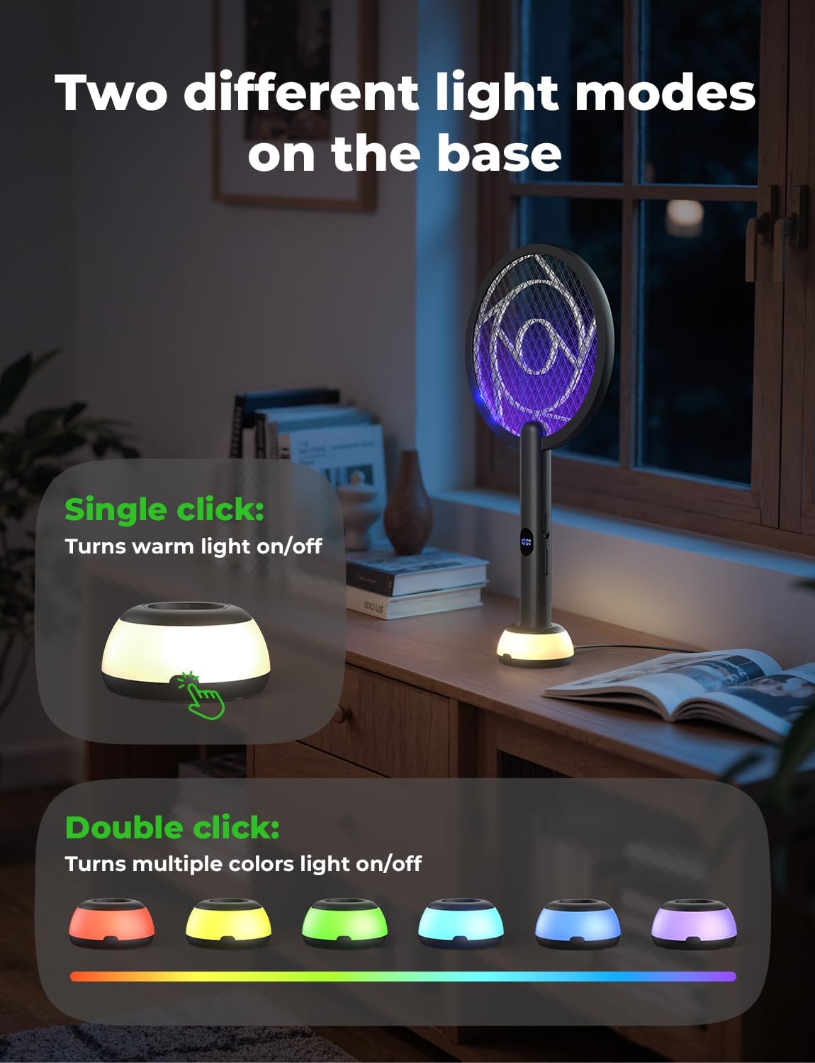 YISSVIC Electric Fly Swatter Bug Zapper Racket 4000V LED Screen Dual Modes Fly Zapper Rechargeable