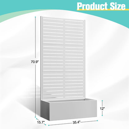 71"x35"x16" Metal Planter Box with Trellis Raised Garden Bed with Trellis, Planter Box & Privacy