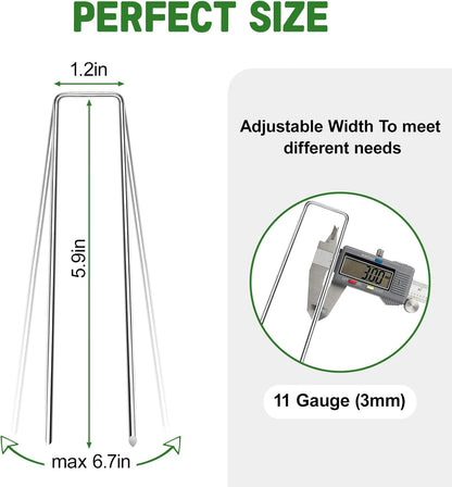 6 Inch Garden Stakes, 50 Pack Landscape Staples Anti-Rust 11 Gauge Galvanized Ground Stakes Pins