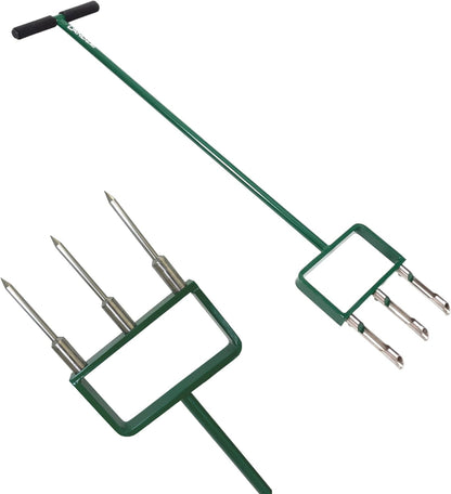 Landzie - The Original Hollow and Spike Tine Lawn Aerator Set - Includes 1 Aerator + Set of 3