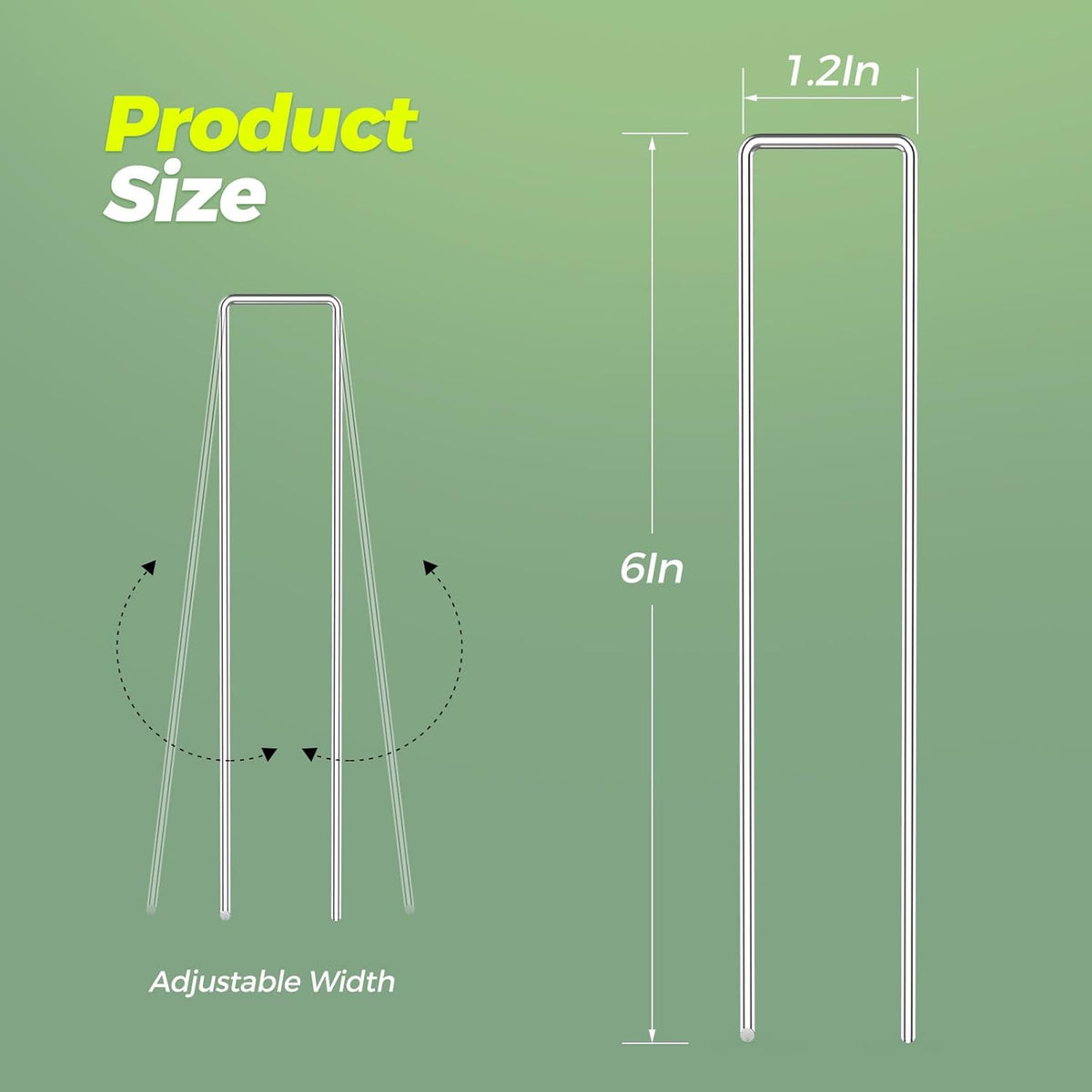 50 Pack Garden Staples,6 Inch 11 Gauge Galvanized U-Shaped Garden Stakes,Heavy-Duty Ground Lawn