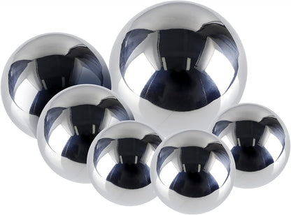 MOLIGOU 6 Pcs Stainless Steel Gazing Balls, 6in/4in/3.5in/3in Diameter Reflective Spheres, Gazing