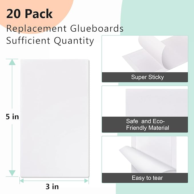 Qualirey 20 Pack Replacement Fly Glue Boards, Compatible with Gardner FlyWeb Fly Classic and Plus